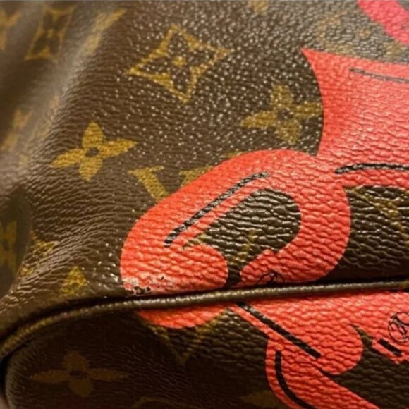 Louis Vuitton Neverfull MM Bag Bay Brown Pink Rose Ballerine Chain Tote Purse - Picture 6 of 12